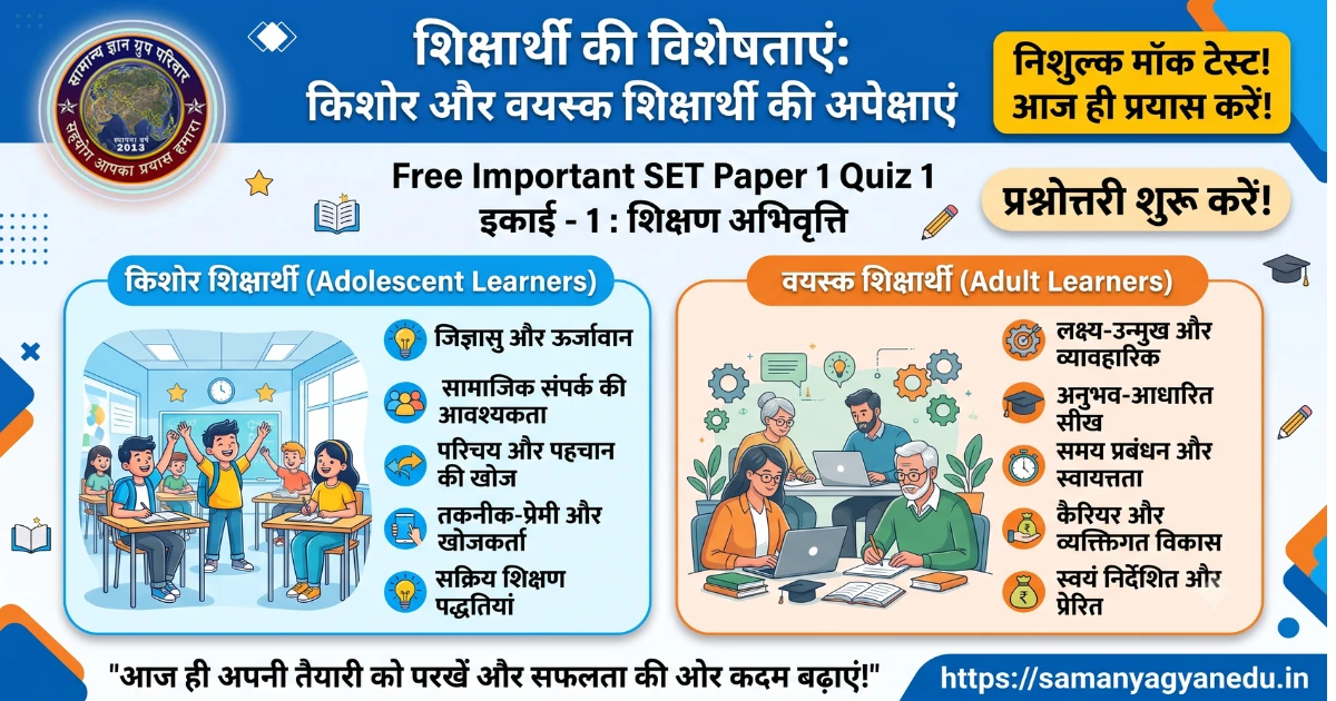 kishor-aur-vayask-shiksharthi-ki-visheshtaye-set-paper-1-quiz-1